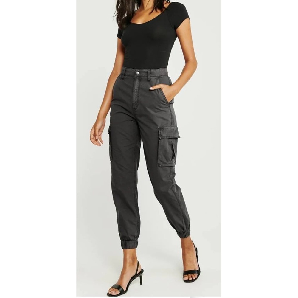 Abercrombie & Fitch Slate Gray Cotton Cargo Utility Jogger Pants‎ XS High Rise
